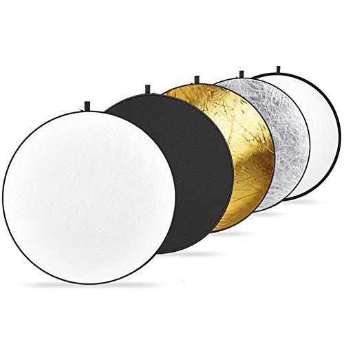 Neewer® 5 in 1 Faltreflektoren Set Reflektor (110CM Ø) Gold, Silber, Weiß, Schwarz und transparent für Studio und Foto Diffusor