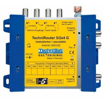 TechniSat TECHNIROUTER 5/2×4 G-R, Einkabellösung / Verteiler für Twin-Empfang, bis zu 2 Orbit-Positionen über ein Kabel (Unicable-Multischalter)