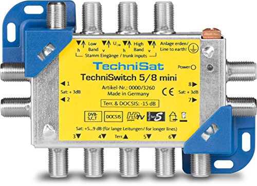 TechniSat TECHNISWITCH 5/8 MINI, Multischalter / Satverteiler für bis zu 8 Teilnehmer, 100m Entfernung überbrückbar, inkl. DOCSIS-Signal-Übertragung