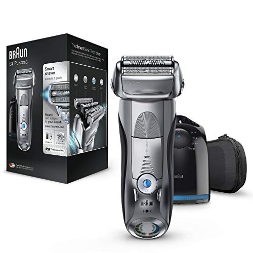 Braun Series 7 7790cc elektrische Rasierer, mit Reinigungs- und Ladestation, Reise-Etui, silber