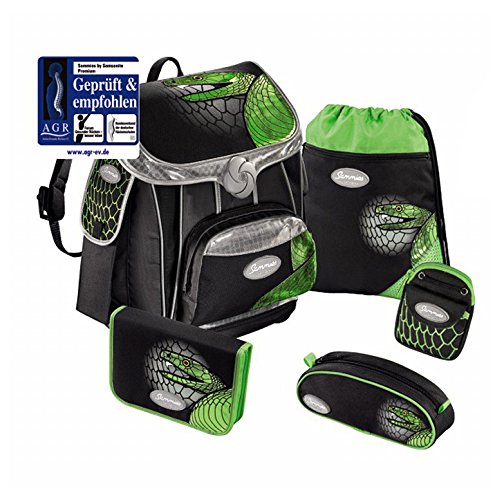 Sammies Premium Schulranzen Set 5 tlg. – Green Mamba