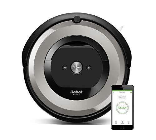 iRobot Roomba e5154 Saugroboter (Ideal bei Tierhaaren, mit Gummibürsten, hohe Saugkraft, befreit alle Hartböden und Teppiche von Tierhaaren ohne Verhedderungen) silber