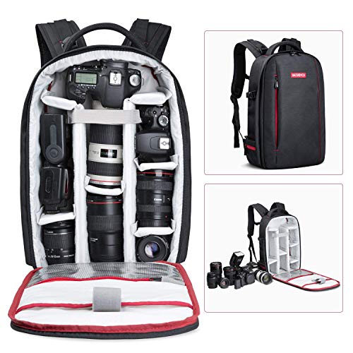 Beschoi DSLR Kamera-Rucksack, wasserdichte Kameratasche für Sony Canon Nikon Olympus SLR/DSLR Kamera, Objektiv und Zubehör, groß (schwarz).