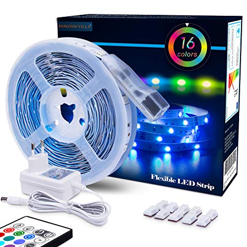 LED Strip RGB 5m LED Licht Streifen SMD 5050 Leds mit Netzteil, Fernbedienung Led stripes Lichtband Leiste Band Beleuchtung,MEHRWEG