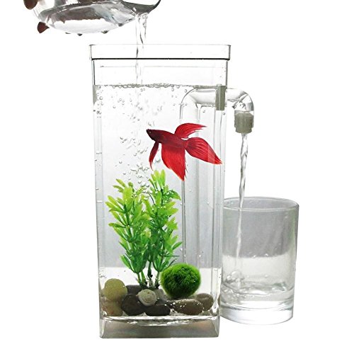 TOOGOO LED Mini Aquarium Aquarium Selbstreinigung Aquarium Schuessel Bequem Schreibtisch Aquarium fuer Buero Zuhause Dekoration Haustier Zubehoer