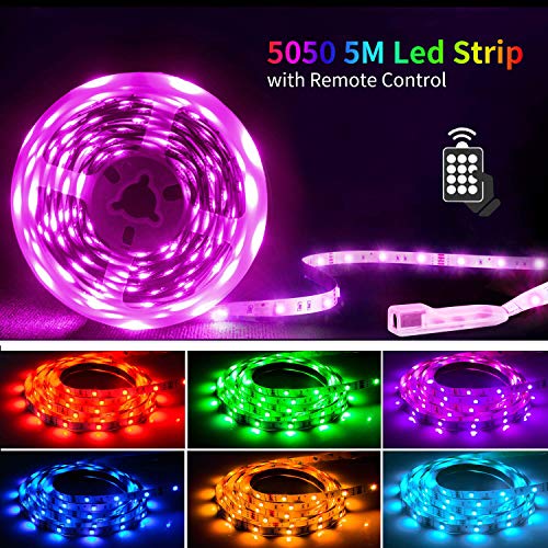 Led Strip 5M,SHINELINE Led Lichtband Led Band SMD5050 RGB Led Strip mit Fernbedienung und Netzteil,Led Beleuchtung.MEHRWEG