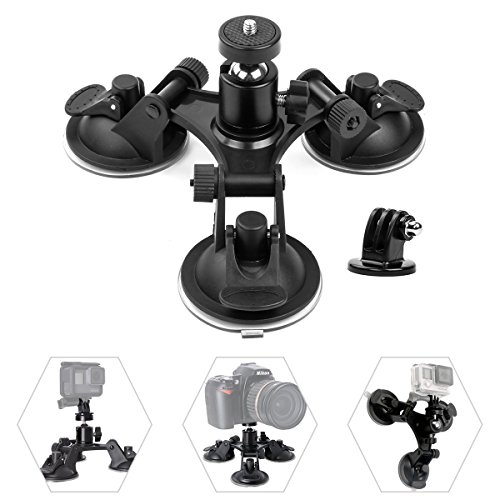 Geila Triple Saugnapf Mount Auto Suction Mount Glas Mount Fenster Mount Auto Support Halter für GoPro Action Kameras / Digitalkamera / Smartphone