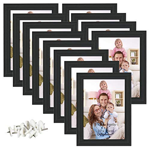 Giftgarden Bilderrahmen 10×15 cm Schwarz 12er Set Glas Hochzeit Fotorahmen mehrere Bilder