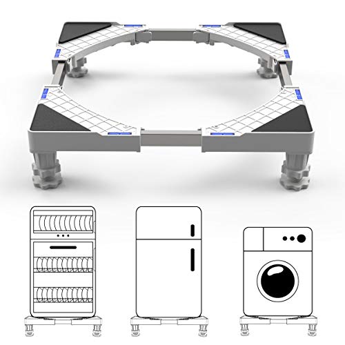 DEWEL Podeste & Rahmen für Waschmaschinen, Verstellbare Kühlschrank Sockel Untergestell für Trockner, Waschmaschine und Kühlschrank（42-69cm）