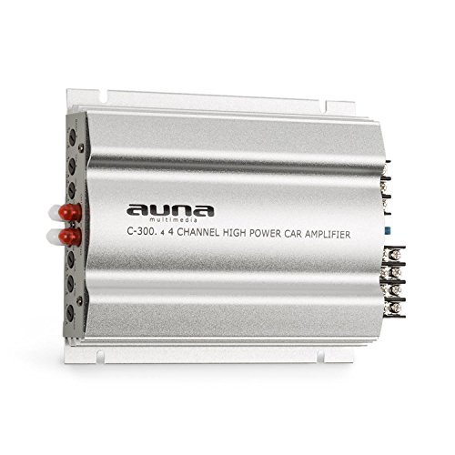 auna C300.4 Auto Verstärker 4-Kanal Auto-Endstufe Car Amplifier (4 x 100 Watt RMS, regelbarer 2-Band-Equalizer, 20 Hz-20 kHz Frequenzbereich) Silber