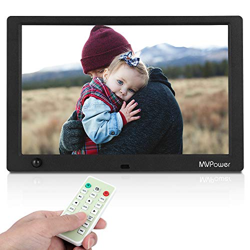 MVPower 10 Zoll Digitaler Bilderrahmen mit Fernbedienung,1280×800 Full-IPS-Display Foto/Musik/Video Player Kalender,Bewegungssensor,automatischer AN/AUS,Unterstützt 1080p -Video,USB SD- und SDHC-Karte