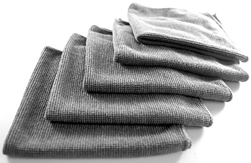 Mikrofasertücher 5er Set 30 x 30 cm Prämie Reinigung Reinigungtücher Putztuch Tuch Mikrofasertuch Wiederverwendbar Grau Аbsorbierend Microfibre Cloth Towel Set 5 Pc