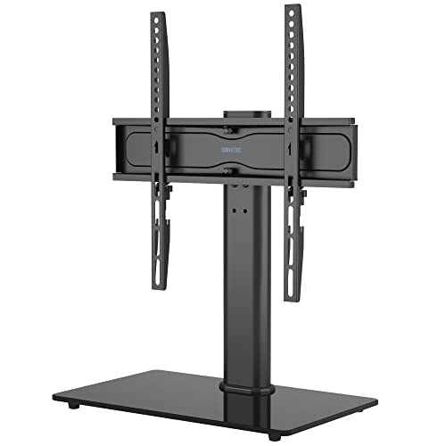 BONTEC TV Standfuss TV Ständer Schwenkbar für 26-55 Zoll LCD LED OLED Plasma Flach & Curved Fernseher bis zu 45 KG, Höhenverstellbar & Stabil Max.VESA 400×400, Schwarze