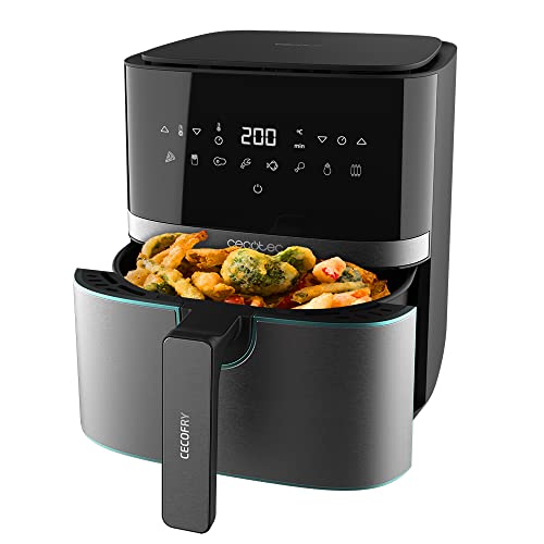 Cecotec Heißluftfritteuse 5,5 L Cecofry Full InoxBlack Pro 5500. 1700 W, Fritteuse ohne Öl, Diät und Digital, Touchpad, Edelstahl-Finish, PerfectCook-Technologie, Thermostat, 8 Modi