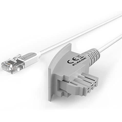 Eleknik – 2m DSL Kabel TAE-F auf RJ45 (8P2C) VDSL 250 MBit/s Anschluss- Signaturkabel Internet Router an Telefondose TAE – Weiß