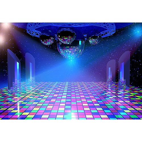 YongFoto 3x2m Vinyl Foto Hintergrund Disco Lights Bühnenhintergrund Spiegelkugeln Glänzende Sterne Fotografie Hintergrund Partydekoration Fotostudio Hintergründe Fotoshooting