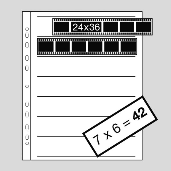 Negativ-Ablageblätter 35-mm-Film für 7 x 6 Negative, P, 100 Stück